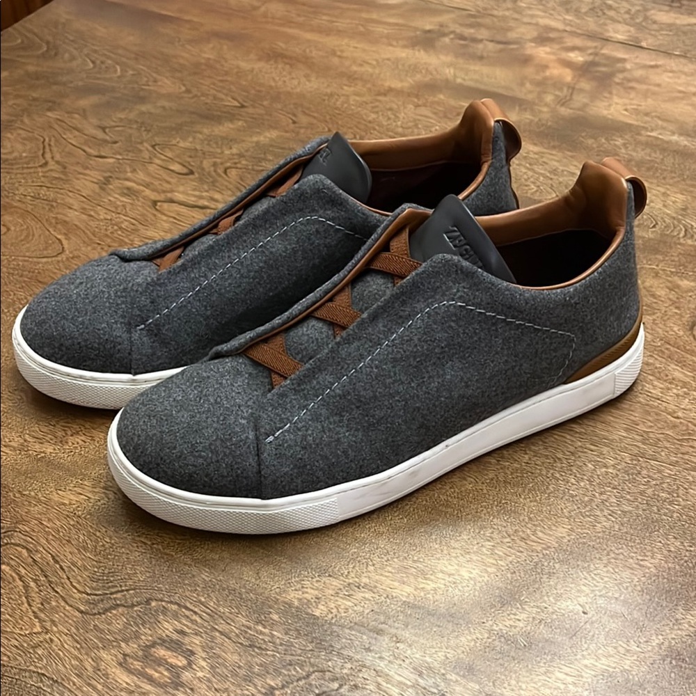 Zegna grey wool Triple Stitch sneakers